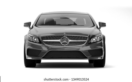 Almaty, Kazakhstan - march 24, 2019: Mercedes-Benz cls 500 AMG stylish luxury business class fast car on isolated white background. 3d render