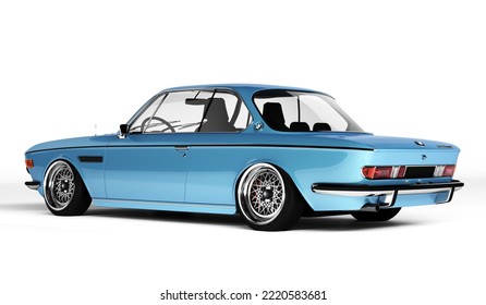 Almaty, Kazakhstan - September 25, 2022: BMW E9 3.0 CSi Classic German Big Fast Grand Luxury Executive 1970s Coupe Car Isolated On The White Background. 3d Render