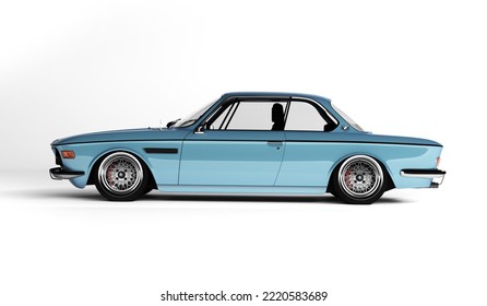 Almaty, Kazakhstan - September 25, 2022: BMW E9 3.0 CSi Classic German Big Fast Grand Luxury Executive 1970s Coupe Car Isolated On The White Background. 3d Render