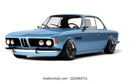 Almaty, Kazakhstan - September 25, 2022: BMW E9 3.0 CSi Classic German Big Fast Grand Luxury Executive 1970s Coupe Car Isolated On The White Background. 3d Render