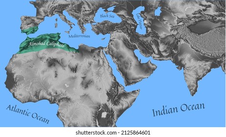 Almohad Caliphate Map Middle East Africa