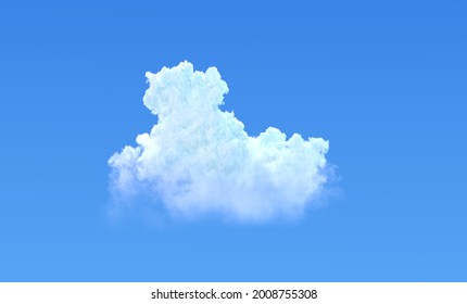 Alone Cloud On Blue Sky Isolated, Cg Nature 3D Illustration