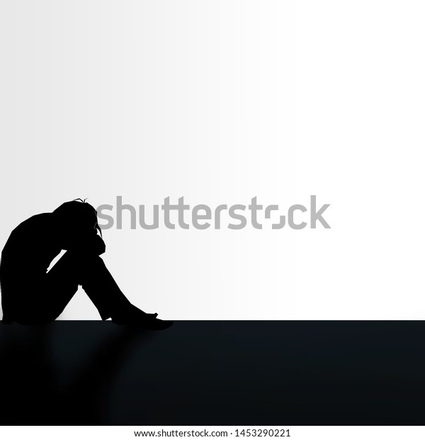 Alone Depressed Man Sitting Corner Stock Illustration 1453290221 ...