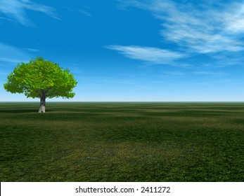 Alone tree - 3d landscape scene. More in my portfolio.