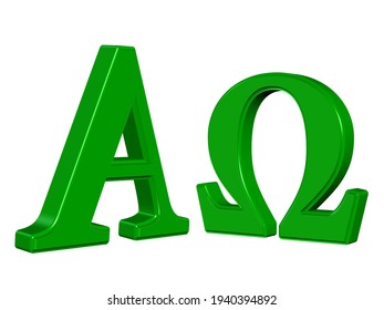 Alpha and Omega, symbols, 3D illustration