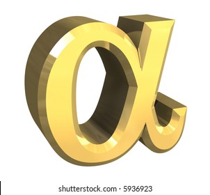 Alpha Symbol Gold 3d Stock Illustration 5936923 