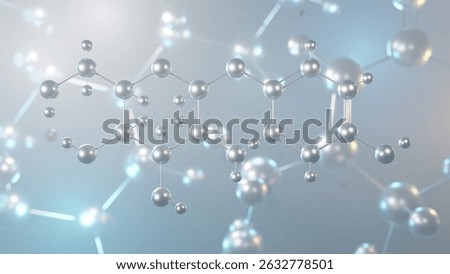 alpha-arbutin molecular structure, 3d model molecule, a-arbutin structural chemical formula view from a microscope