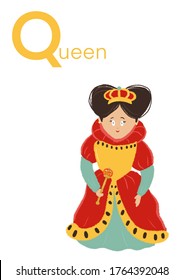 Alphabet for children letter Q Queen 