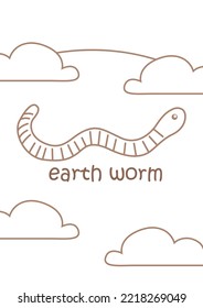 Alphabet E For Earth Worm Coloring Pages A4 For Kids And Adult