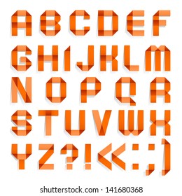 Similar Images Stock Photos Vectors Of Spectral Letters Folded Of Paper Ribbon Orange Roman Alphabet A B C D E F G H I J K L M N O P