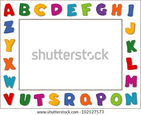 alphabet frame multicolor border on white stock