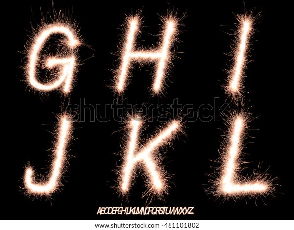 Alphabet Ghijkl Made Sparklers Font Isolated Stock Illustration 481101802