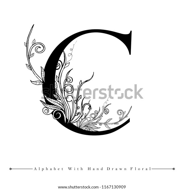 Alphabet Letter C Black White Hand Stock Illustration 1167130909 ...