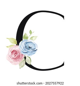 Alphabet Letter C Watercolor Flowers Leaf Stock Illustration 2027557922 ...