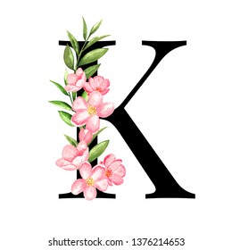 Floral Alphabet Letter H Watercolor Flowers Stock Illustration 2078611906