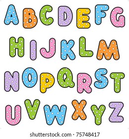 Alphabet Set Colorful Polkadot Pattern Vector Stock Illustration ...