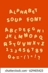 Alphabet Soup Font, Latin Letters On Red
