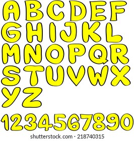 Illustration Letters Alphabet Yellow Colors On Stock Vector (Royalty ...