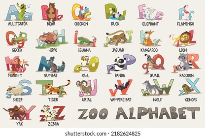 Alphabet Zoo Allitagtor Bear Chicken Duck Stock Illustration 2182624825 ...