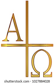 The Alphs Omega letters from the Greek alphabet in gold