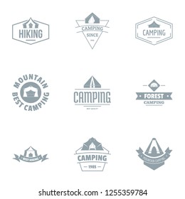 Alpine logo set. Simple set of 9 alpine logo for web isolated on white background