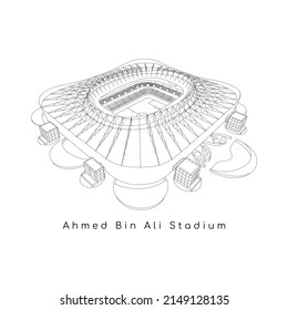 Al-Rayyan, Qatar - April 23 2022: Graphic Design Of The Ahmed Bin Ali Stadium As The Venue For The 2022 FIFA World Cup Matches In Qatar.