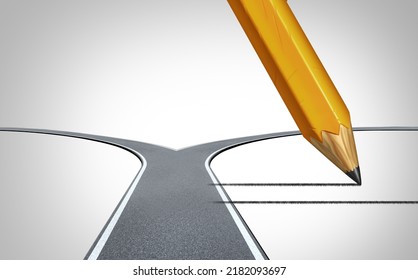 Alternate Path Or Changing Direction And Diverging Paths Metaphor Or Going A Different Way Thinking Outside The Box As A Career Change Or Creating Your Own Opportunity As A 3D Illustration. 