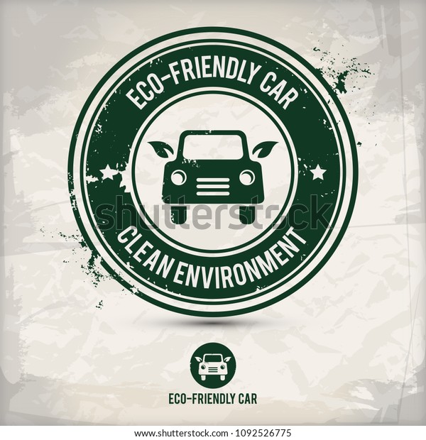 alternative\
eco friendly car stamp containing: two variations of\
environmentally sound car emblems, grunge rubber stamp effect,\
textured watercolor carton paper\
background