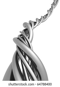 Aluminum abstract silver string artwork background 3d illustration