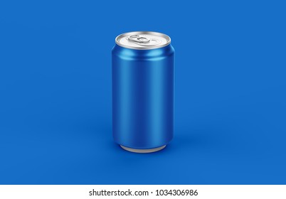 Aluminum Blue Can Mockup On Blue Stock Illustration 1034306986