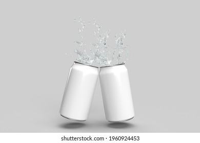 Aluminum Cans Empty With Cheers 330 Ml. 3d Rendering