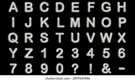 Aluminum Foil Inflated Balloon Letter Full Alphabet Characters 3D Rendering