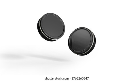 Aluminum Tin Cosmetic Container Packaging Mockup With Blank Black, Isolated, 3d Rendering.