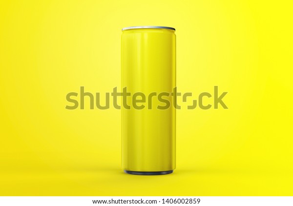 Download Aluminum Yellow Can Mockup On Yellow Stock Illustration 1406002859 PSD Mockup Templates