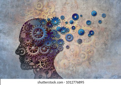 Alzheimer memory loss due to Dementia and brain disease with the abstract medical icon of a human head and neurology research as a 3D illustration.
