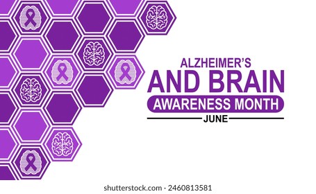 Alzheimer's And Brain awareness Month. June. Holiday concept. Template for background, banner, card, poster with text inscription. - Powered by Shutterstock