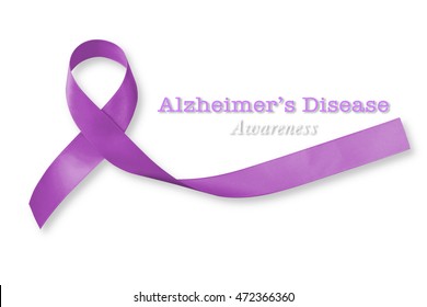 Alzheimer's Disease (AD) Awareness text announcement with purple ribbon isolated on white background for World Alzheimers day (month) concept - Powered by Shutterstock