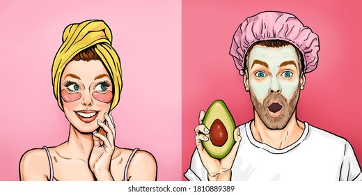  Amazed couple get beauty treatments.Optimistic smiling young woman and surprized man, feel happy, have fun together. People relations, togetherness concept. - Powered by Shutterstock