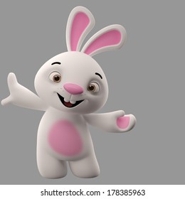 Amazing 3D Easter Bunny, Merry Cartoon Rabbit, Animal Character