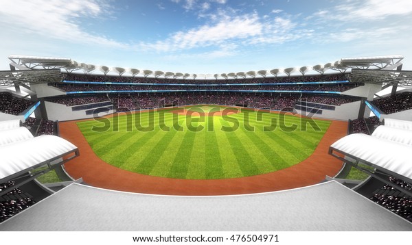 Amazing Baseball Stadium Fans Daylight Sport Stock Illustration 476504971