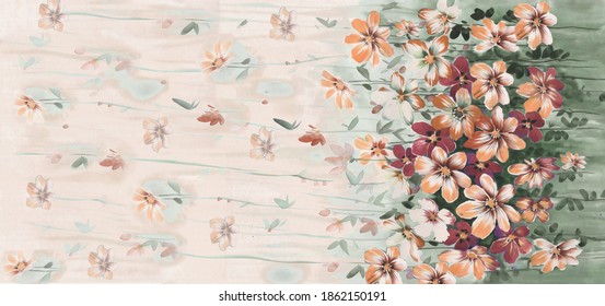 The Amazing fabric Abstract Background, Halftone flowers bouquet, Floral illustration, Leaf and buds, Botanic composition abstract background for greeting card and textile print - Illustration