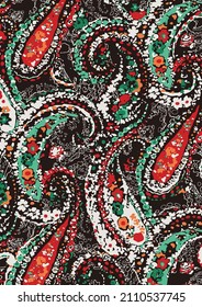 Amazing paisley folk pattern watercolor traditional ethnic background seamless. Hand drawn  shapes floral beautiful brown color plants and leaves. Gorgeous ethnic ornament trendy color