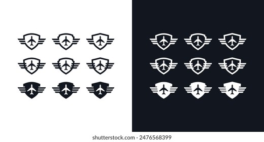 Amazing Vector Abstract avation secure logo, made from abstract wings, planes and shields, can be used in various media easily, set, editable, Exclusive