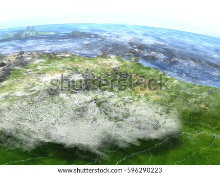 Amazon Delta On 3 D Model Earth Stock Illustration 596290223