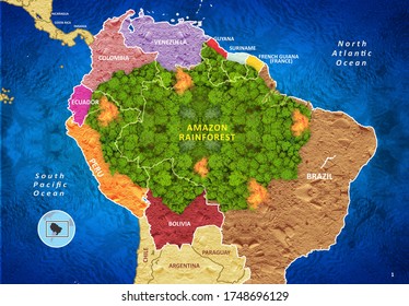 Amazon Rainforest Map Images Stock Photos Vectors Shutterstock