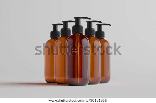 Download Amber Glass Pump Bottle Mockup Liquid Stock Illustration 1730151058
