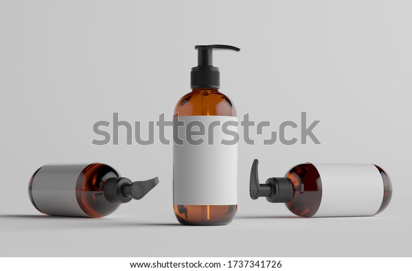 Download Amber Glass Pump Bottle Mockup Liquid Stock Illustration 1737341726