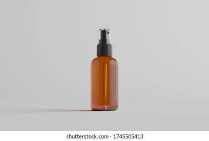 Amber Spray Bottle Mockup - One Bottle. 3D Illustration