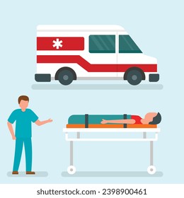 Ambulance car help concept banner. Flat illustration of ambulance car help  concept banner for web design - Powered by Shutterstock