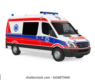 Ambulance Car Isolated. 3D Rendering